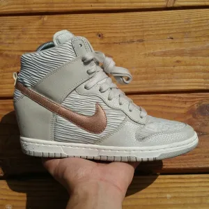 Women Nike Dunk Sky Hi High Wedge Wedges Beige Gold Sneakers Shoes