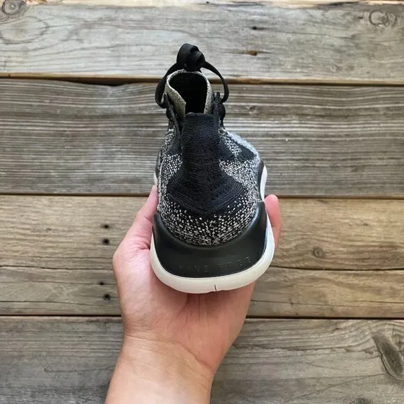Women Size 12 / Size 10.5 Men Nike Free RN Flyknit 2018 Black White Running Shoe