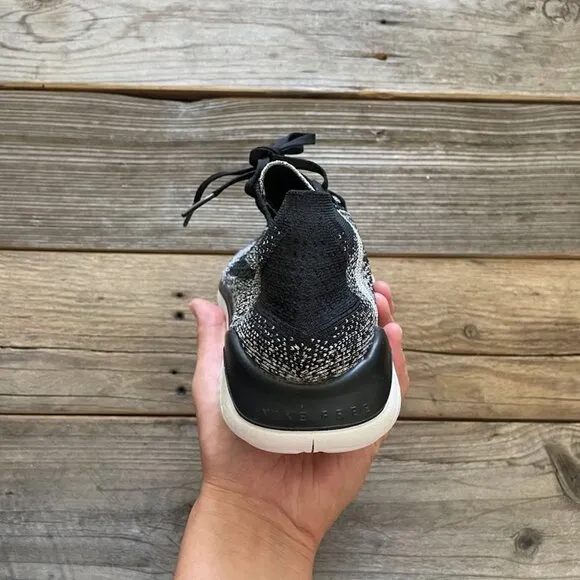Women Size 12 / Size 10.5 Men Nike Free RN Flyknit 2018 Black White Running Shoe