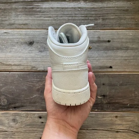 Women Size 6.5 / Size 5 Youth Nike Air Jordan 1 Mid Triple White Basketball Shoe