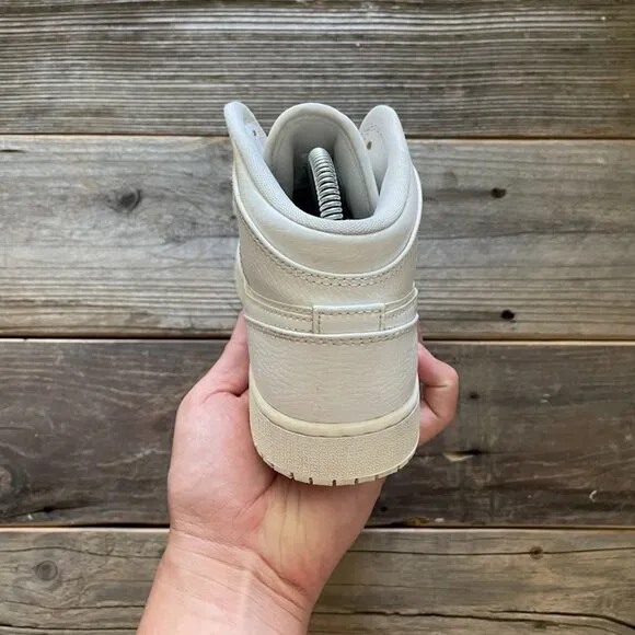 Women Size 6.5 / Size 5 Youth Nike Air Jordan 1 Mid Triple White Basketball Shoe