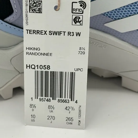 Women’s Adidas Hiking Shoes Size 10 Terrex Swift R3 Blue Dawn HQ1058 New