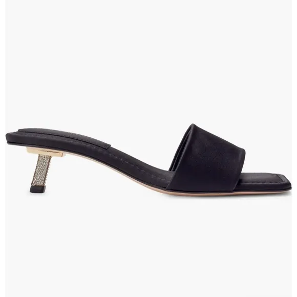 Women’s Good American Size 6.5 Kickstand Slide Sandal Mules Black Satin GA117K-X