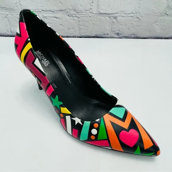 Women's MICHAEL Michael Kors Dorothy Flex Asymmetric Logo Leather Pumps Shoes 8