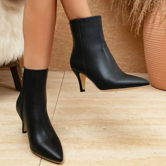 Women's New Versatile Warm Sexy Elegant Pointed Toe Ankle Boot And High Heel