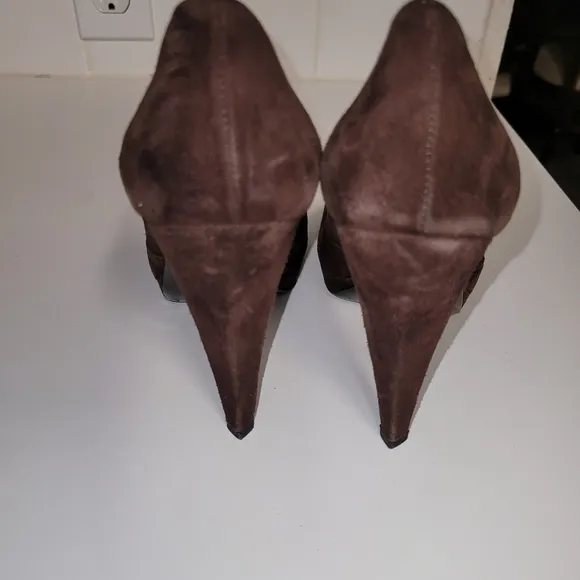 Women's prada suede brown toe heels shoes