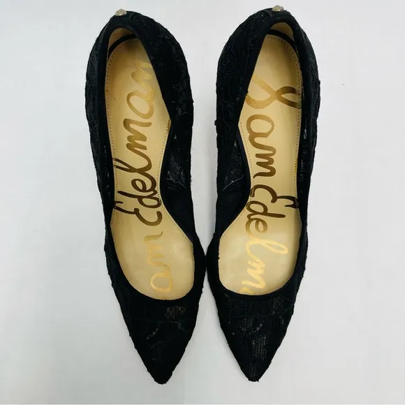 Women's Sam Edelman Black Lace High Heel Pumps Shoes 7.5