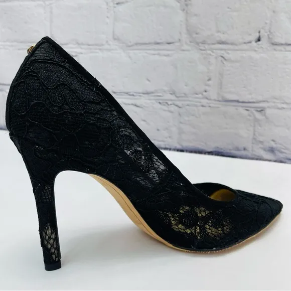 Women's Sam Edelman Black Lace High Heel Pumps Shoes 7.5