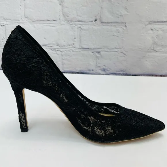 Women's Sam Edelman Black Lace High Heel Pumps Shoes 7.5