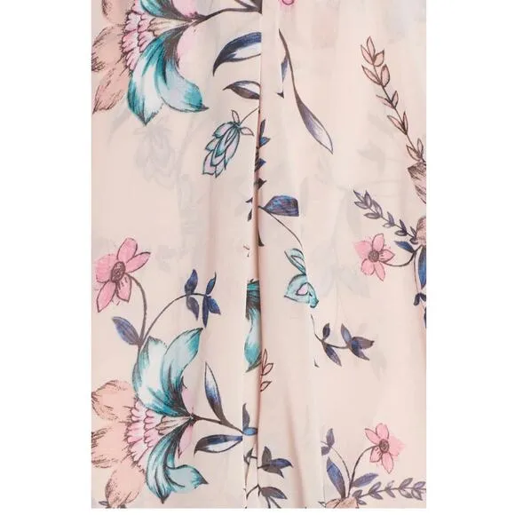 Women's Size 16 Eliza J Pink Floral Tiered Ruffle Dress Spring Wedding Easter