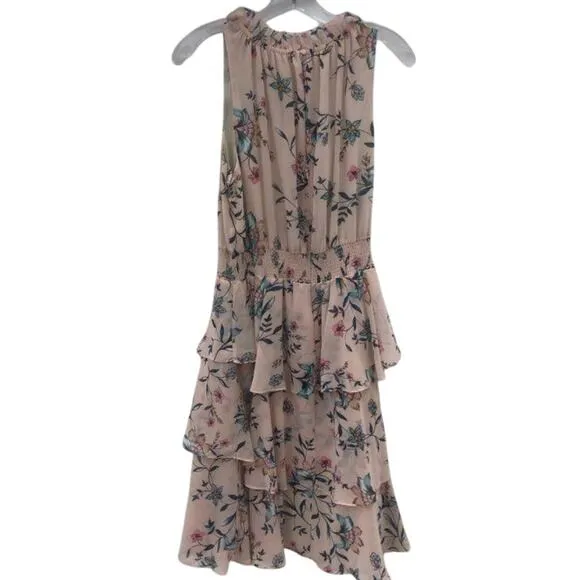 Women's Size 16 Eliza J Pink Floral Tiered Ruffle Dress Spring Wedding Easter