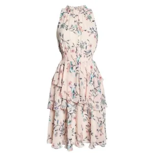 Women's Size 16 Eliza J Pink Floral Tiered Ruffle Dress Spring Wedding Easter