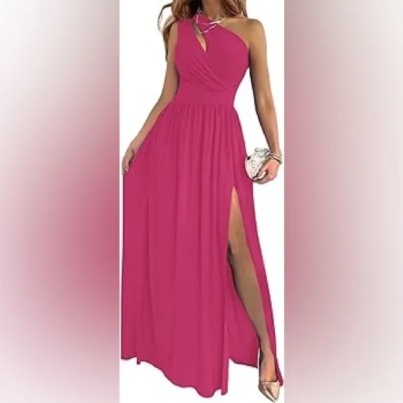 XL NEW LYANER Women's One Shoulder High Split Cutout Sleeveless Elegant Sex