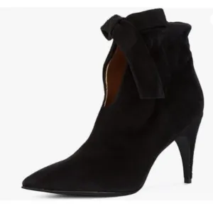 XYD Black Pointed Toe Ankle Booties Dress High Heels Cute Bow for Women
