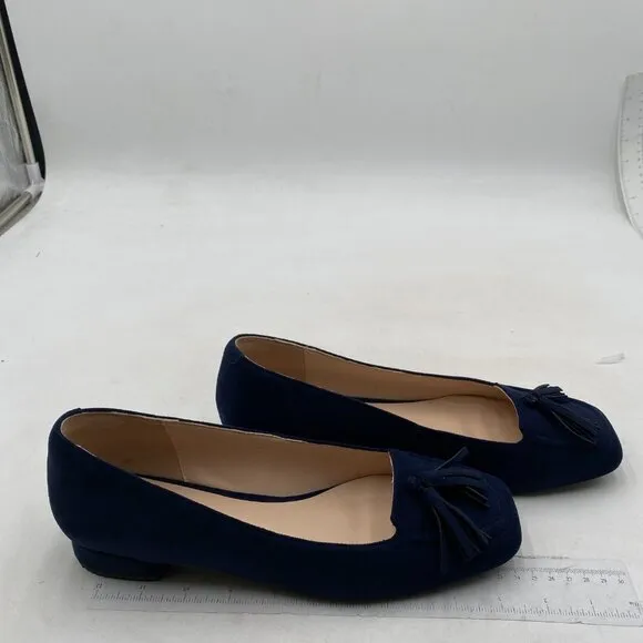 YDN Women Chunky Block Low Heel Loafers Square Toe Tassel Fringed Pumps