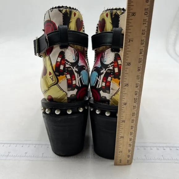 YDN Women Studded Mid Chunky Heeled Ankle Booties Pumps Closed Almond Toe Boots