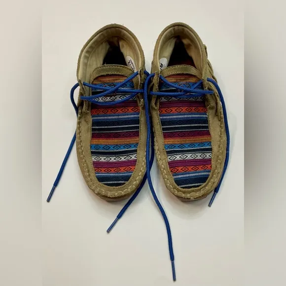 Youth size 2.5 Twisted X chukka driving mocs Aztec fringe lace up western serape