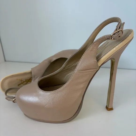 YSL $795 Tribtoo 105 Slingbac Heels ◻️ 38