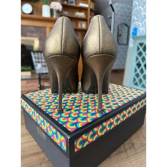 YSL Yves Saint Laurent Tribtoo Leather Pumps Heels Bronze Sz. 40/9