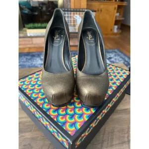 YSL Yves Saint Laurent Tribtoo Leather Pumps Heels Bronze Sz. 40/9