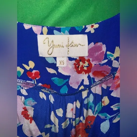 Yumi Kim 100% Silk Floral Blue Wrap Dress size XS