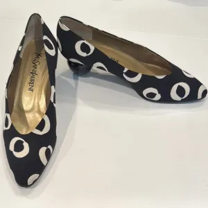 Yves Saint Laurent Black and White Heels
