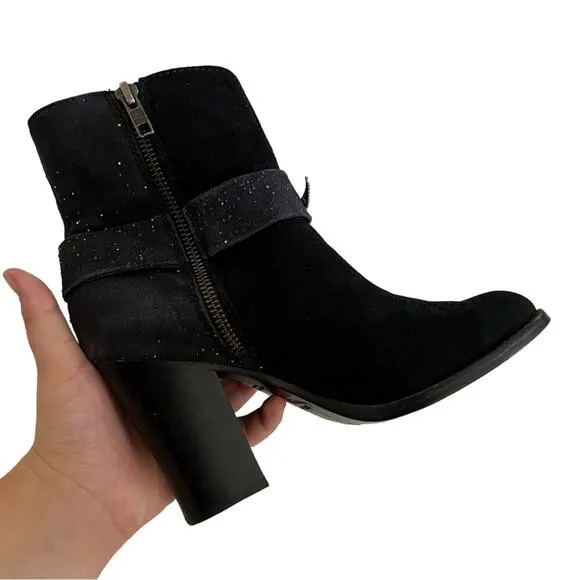 Zadig &amp; Voltaire Black Leather Studded Harness Western Ankle Boots Size 37 EU