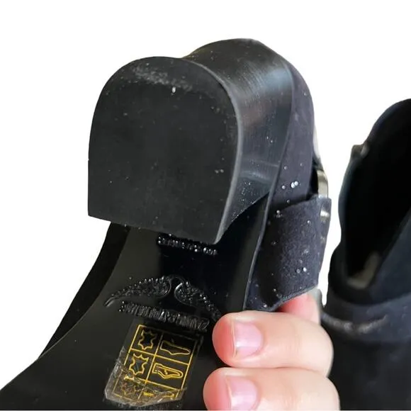 Zadig &amp; Voltaire Black Leather Studded Harness Western Ankle Boots Size 37 EU