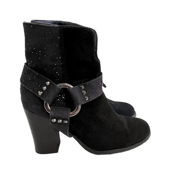 Zadig &amp; Voltaire Black Leather Studded Harness Western Ankle Boots Size 37 EU
