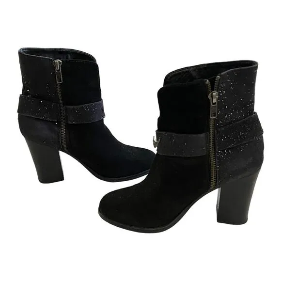 Zadig &amp; Voltaire Black Leather Studded Harness Western Ankle Boots Size 37 EU