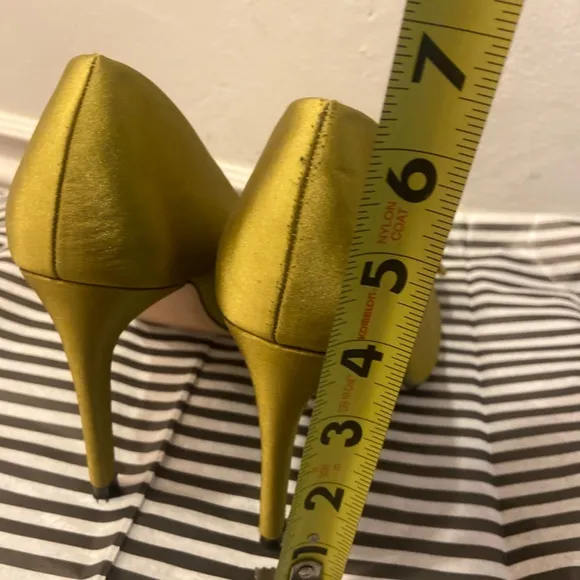 ZARA BASIC CHARTREUSE SATIN BOW HEELS SZ 36 SATEEN FORMAL WEDDING TUXEDO CHURCH