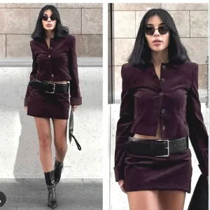 ZARA BELTED VELVET MINI SKIRT SIZE L