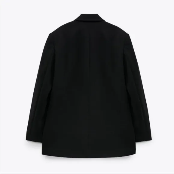 ZARA BLACK DOUBLE-BREASTED OVERSIZED BLAZER size XS