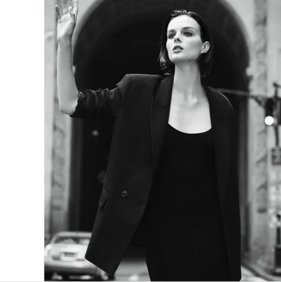 ZARA BLACK DOUBLE-BREASTED OVERSIZED BLAZER size XS