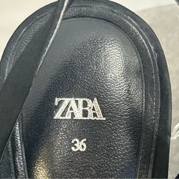 Zara Black strappy Crystal rhinestone embellished bow high heel sandals 36 NWT