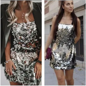 Zara BLOGGER'S FAVE! Silver Sequin Mini Dress