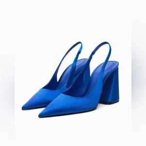 ZARA  Blue Block Heels 7.5