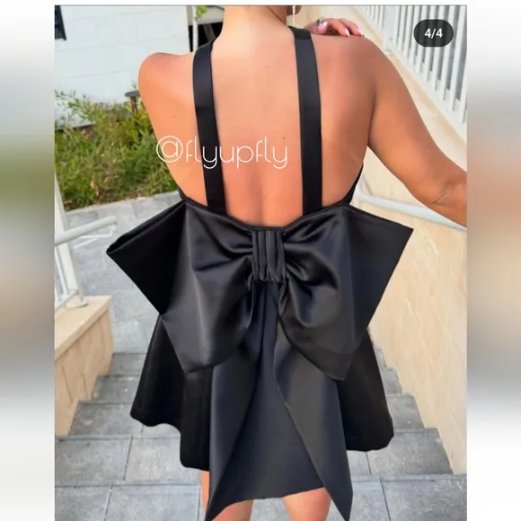 Zara BOW SATIN EFFECT MINI DRESS