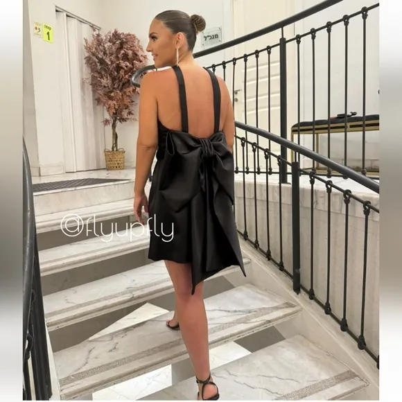Zara BOW SATIN EFFECT MINI DRESS