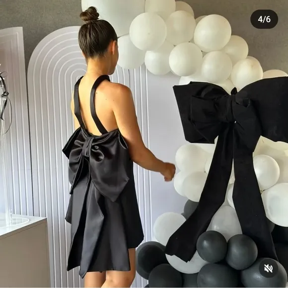 Zara BOW SATIN EFFECT MINI DRESS