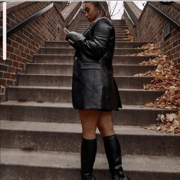 Zara Faux Leather Black Blazer