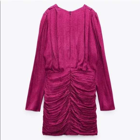 Zara * Fuchsia Satin Effects Mini Short Dress Pink Size XS and S