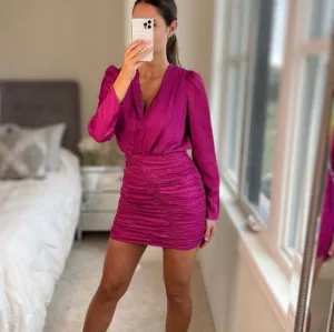 Zara * Fuchsia Satin Effects Mini Short Dress Pink Size XS and S