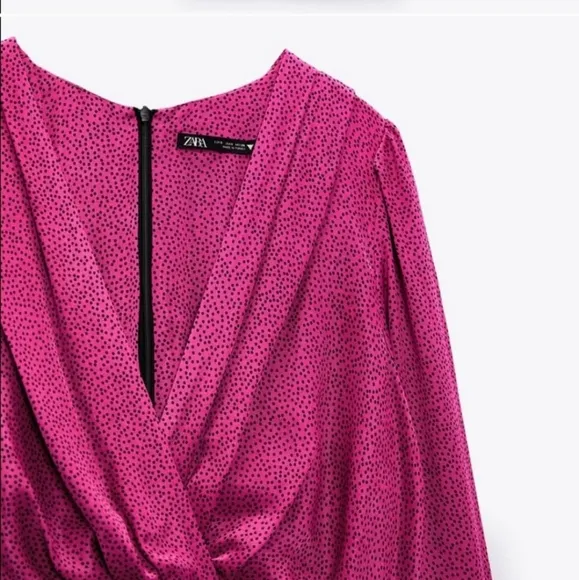 Zara * Fuchsia Satin Effects Mini Short Dress Pink Size XS and S