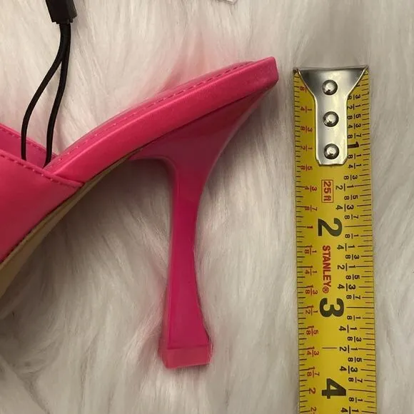 Zara Fuchsia Pink Satin Effect Pointed Toe High Heels Sandals Shoes