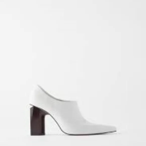 ZARA  GEOMETRIC HEELED LEATHER SHOES, NWF, size 9