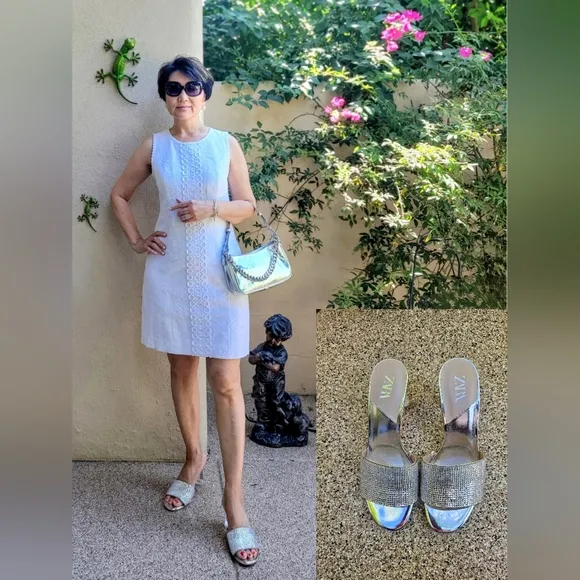 Zara Glamorous Sparkly Silver Heeled Sandals
