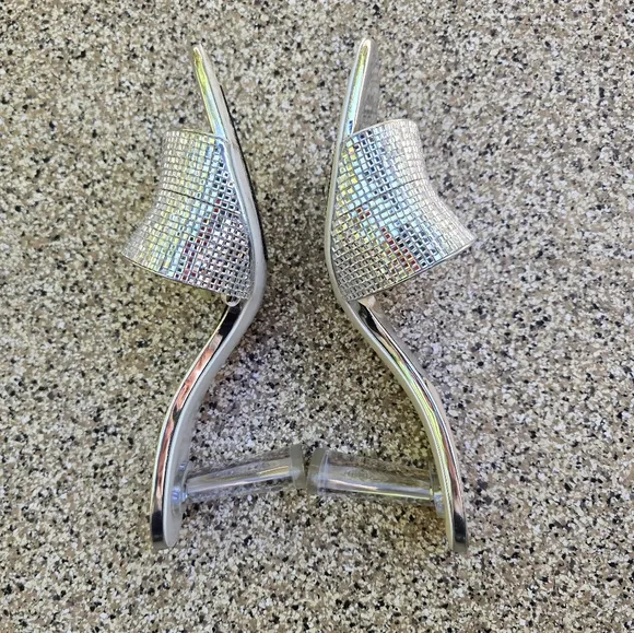 Zara Glamorous Sparkly Silver Heeled Sandals