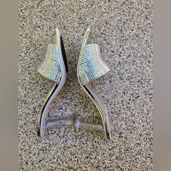 Zara Glamorous Sparkly Silver Heeled Sandals