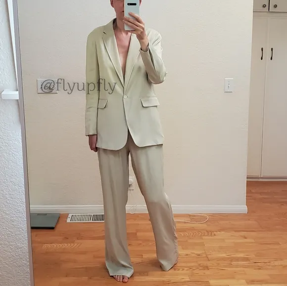 ZARA Matching Set * Satin Effect Blazer &amp; Wide Pants